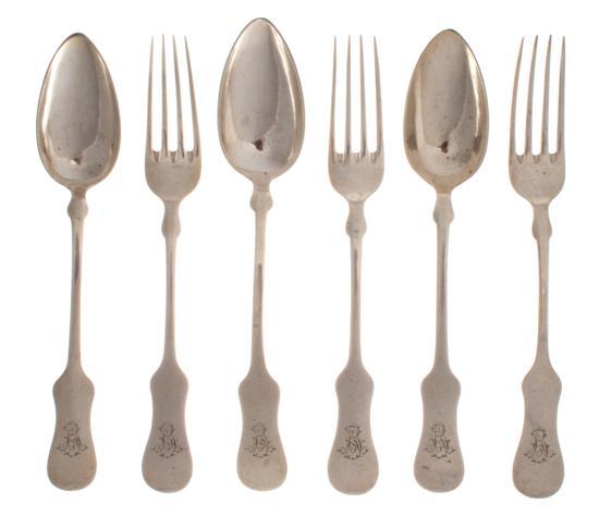 Appraisal: n Assembled Set of French Silver Flatware comprising six forks