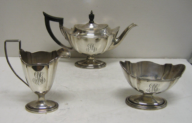 Appraisal: GORHAM STERLING SILVER TEA SET Plymouth pattern circa - three-piece