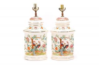 Appraisal: Pair Italian Porcelain Table Lamps Signed V V Carraresi Italian