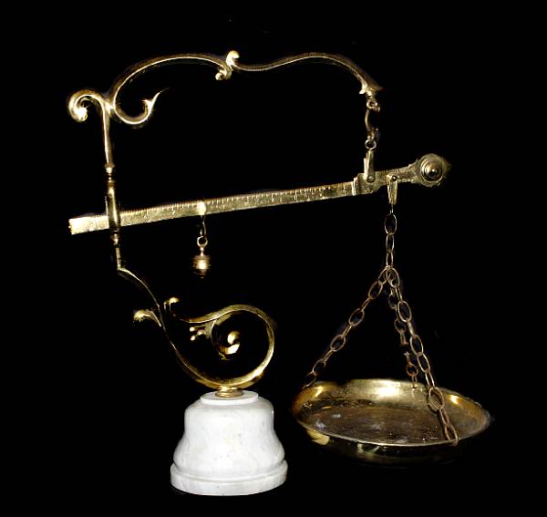 Appraisal: A set of marble and brass scales height in width