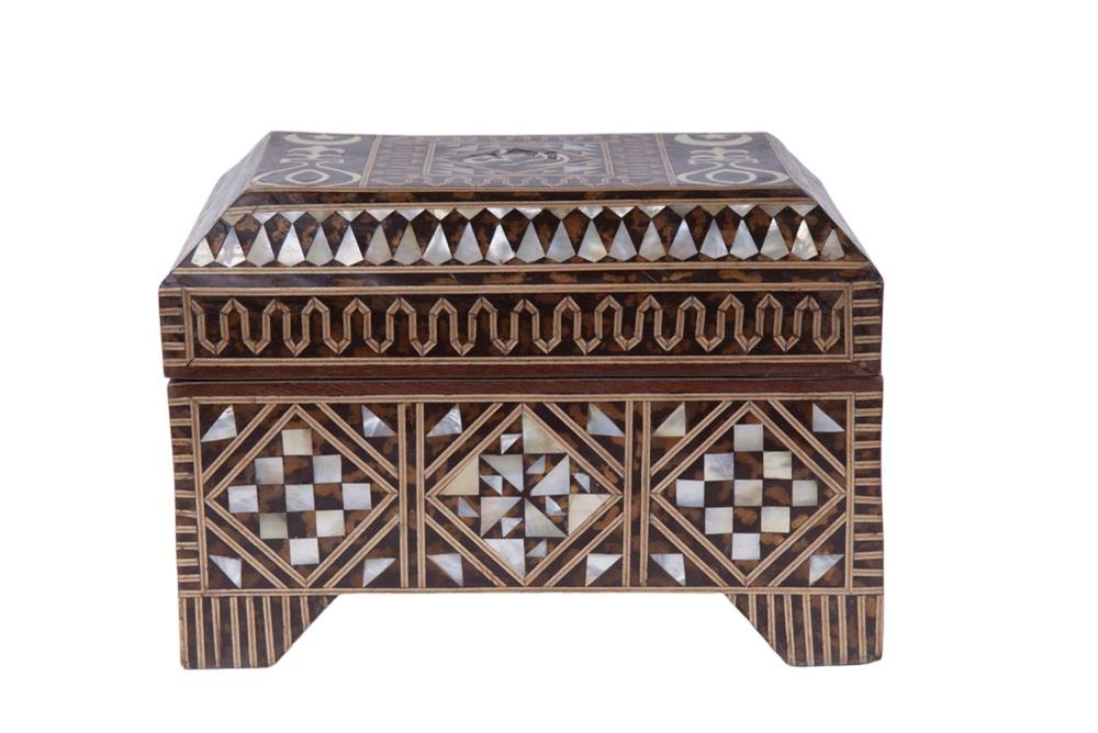 Appraisal: IBERIAN BONE-INLAID BOX inches wide Condition