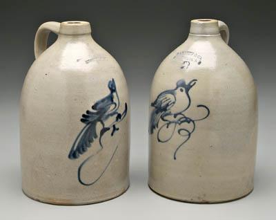 Appraisal: Two salt glazed jugs birds one marked quot Haxstun amp