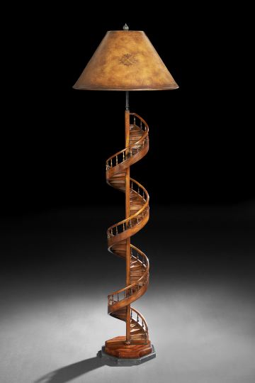 Appraisal: English Mahogany Spiral Staircase Floor Lamp raised on an octagonal