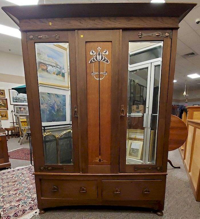 Appraisal: Oak Victorian armoire cabinet Ht in Wd in Oak Victorian