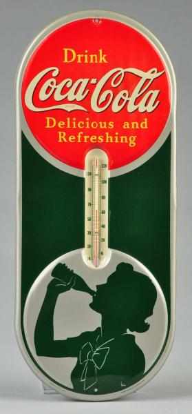 Appraisal: Coca-Cola Silhouette Girl Thermometer Description Embossed tin with beautiful original