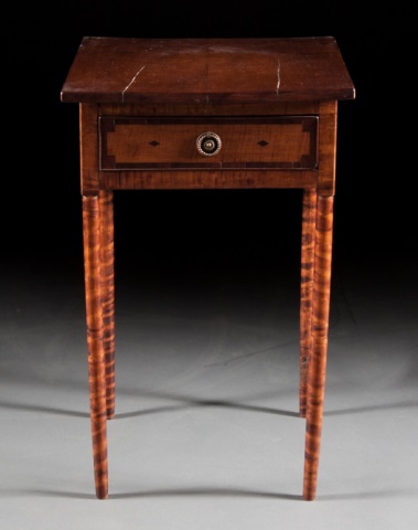 Appraisal: Federal tiger bird's-eye maple stand circa single drawer tiger maple