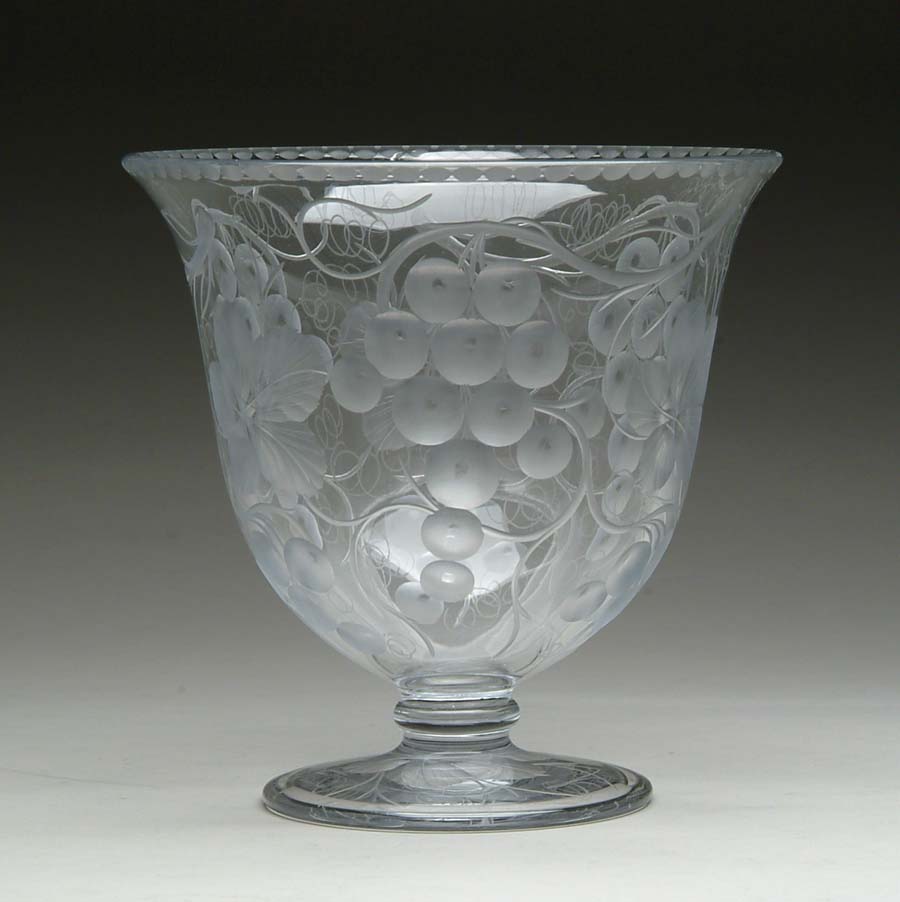 Appraisal: CUT GLASS BOWL Intaglio cut grape juice bowl has an