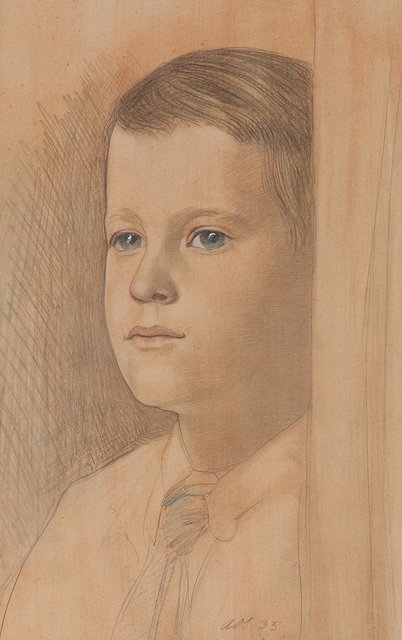 Appraisal: Austin O Spare British - Portrait of a boy monogrammed