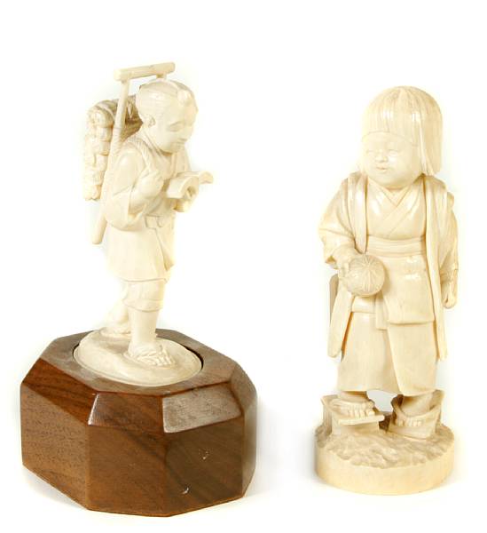 Appraisal: Two Japanese ivory figures of children th Century height of