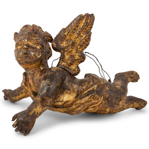 Appraisal: An Italian Giltwood Cherub Figure th Century Width inches Property