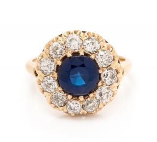 Appraisal: A Yellow Gold Sapphire and Diamond Ring dwts A Yellow