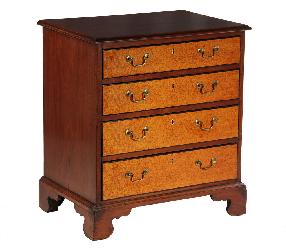 Appraisal: CHIPPENDALE BACHELOR'S CHEST - Diminutive Mahogany Dresser with four graduated