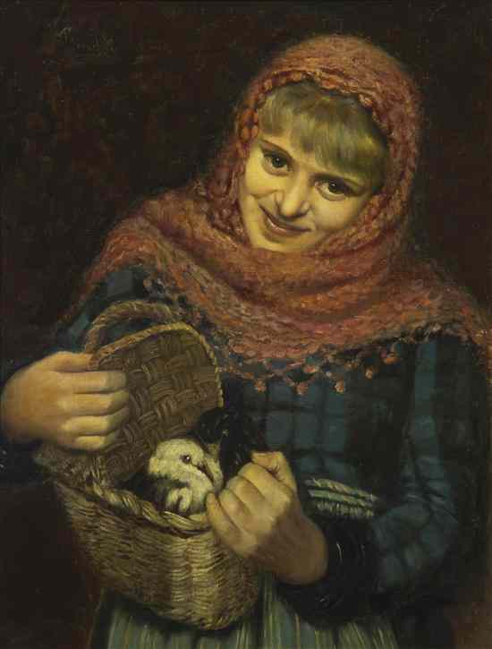 Appraisal: Claudio Rinaldi Italian th century Girl with Birds in Basket