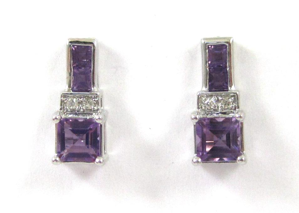 Appraisal: PAIR OF AMETHYST AND DIAMOND EARRINGS each k white gold