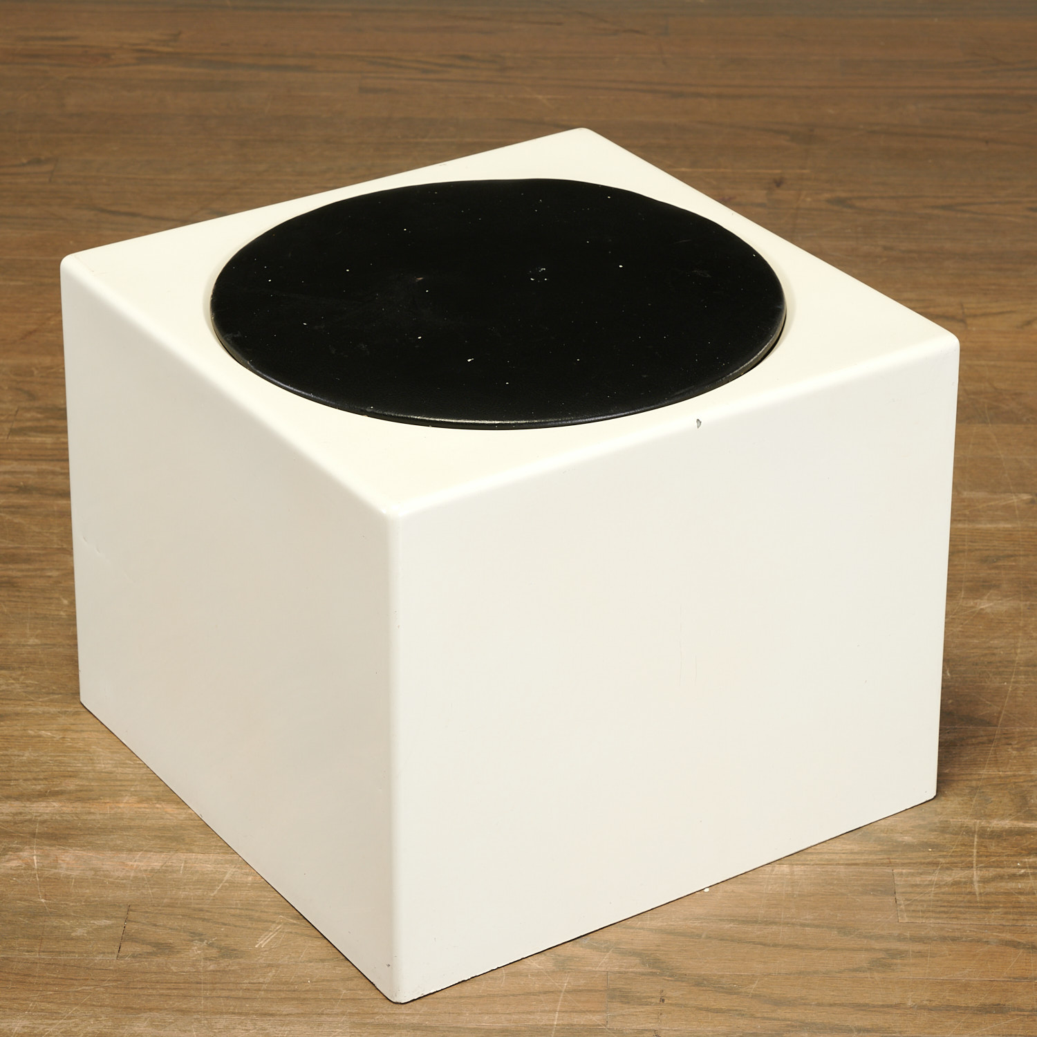 Appraisal: ICO PARISI RARE FIBERGLASS CUBE STOOL s white fiberglass black