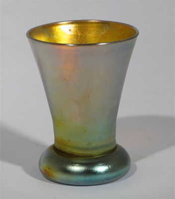 Appraisal: A Louis Comfort Tiffany Favrile beaker vase on applied foot