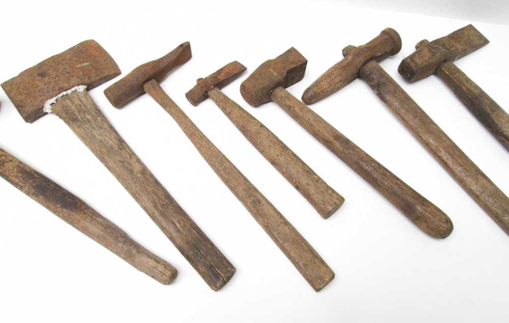 Appraisal: COLLECTION OF ANTIQUE BLACKSMITH TOOLS including sixteen hammers and one