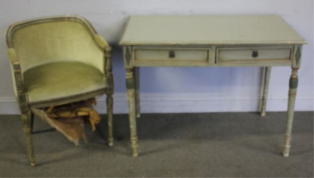 Appraisal: Antique Gustavian Style Drawer Table Chair From a Long Island