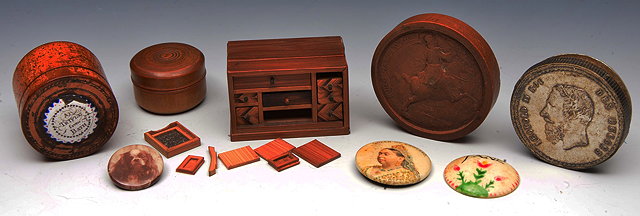 Appraisal: A COLLECTION OF TREEN TO INCLUDE a miniature chest of