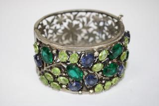 Appraisal: Fine costume bangle having floral openwork back and jeweled floral