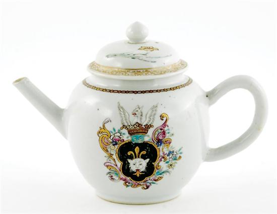 Appraisal: Chinese Export Morley armorial teapot circa cover possibly from a