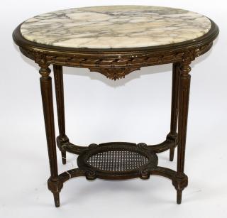 Appraisal: Louis XVI style marble top side table Louis XVI style