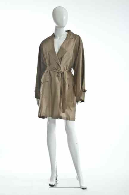 Appraisal: LANVIN BEIGE SILK BLEND RAINCOAT Size Double-breasted with self-tie belt