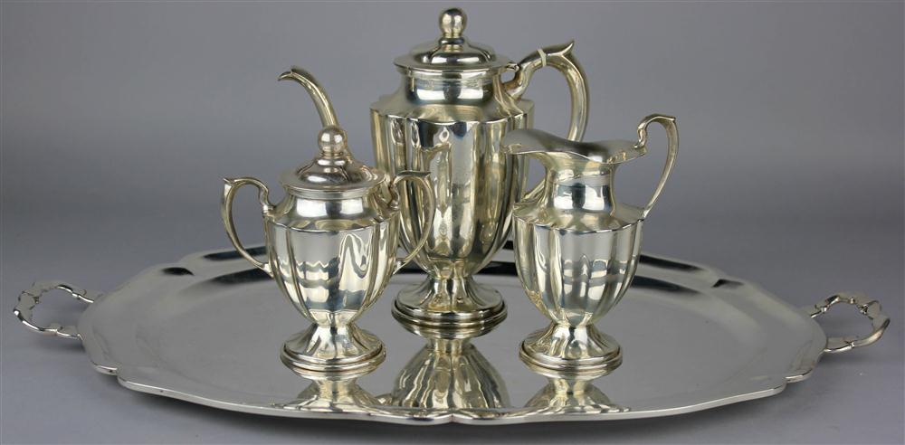 Appraisal: FOUR PIECE MEXICAN SILVER COFFEE SERVICE JMS marks including a