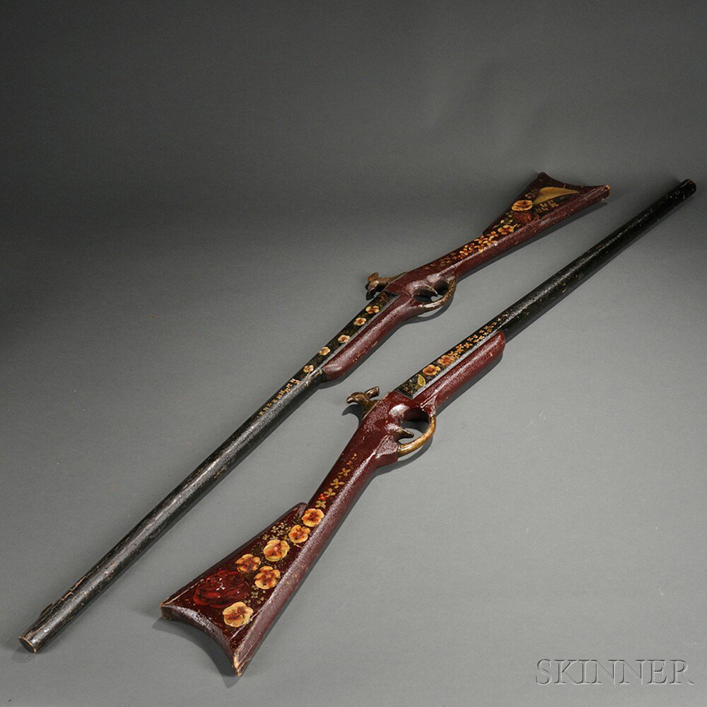 Appraisal: Pair of Carved Wooden Training Rifles late th century the