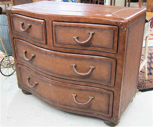 Appraisal: LEATHER ENCASED WOOD CHEST OF DRAWERS made in the Philippines