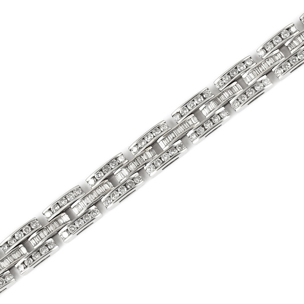 Appraisal: White Gold and Diamond Bracelet kt diamonds ap cts ap