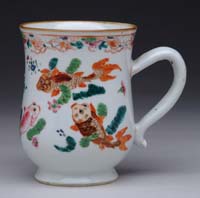 Appraisal: CHINESE EXPORT FAMILLE ROSE BALUSTER FORM MUG Circa Footed mug