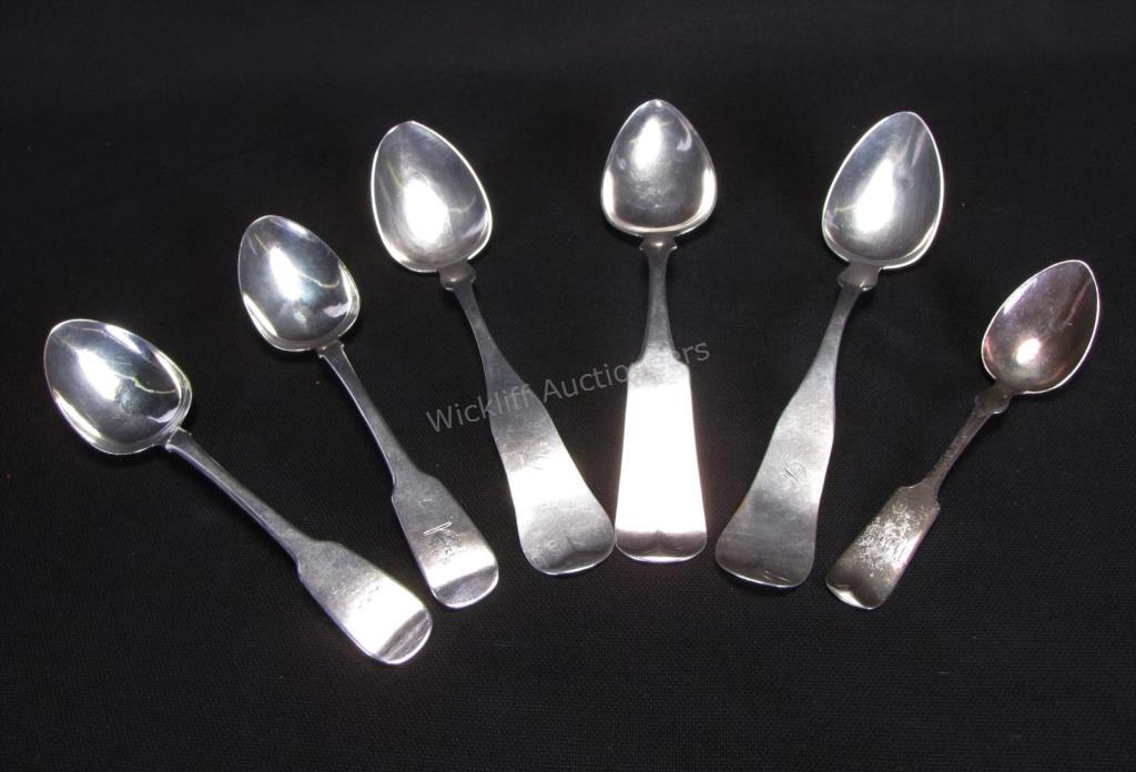 Appraisal: Group of Antique Coin Silver Spoons six total including pair