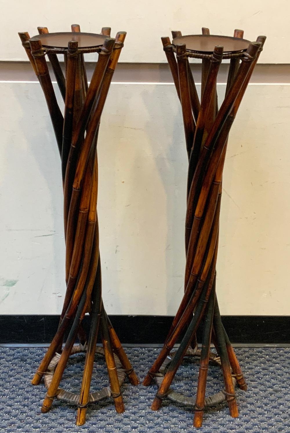 Appraisal: Pair of Stained Bamboo Plant Stands H in cm