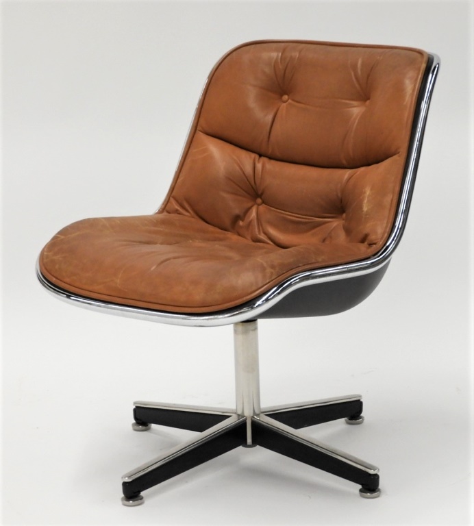 Appraisal: CHARLES POLLOCK FOR KNOLL LEATHER OFFICE CHAIR New York C