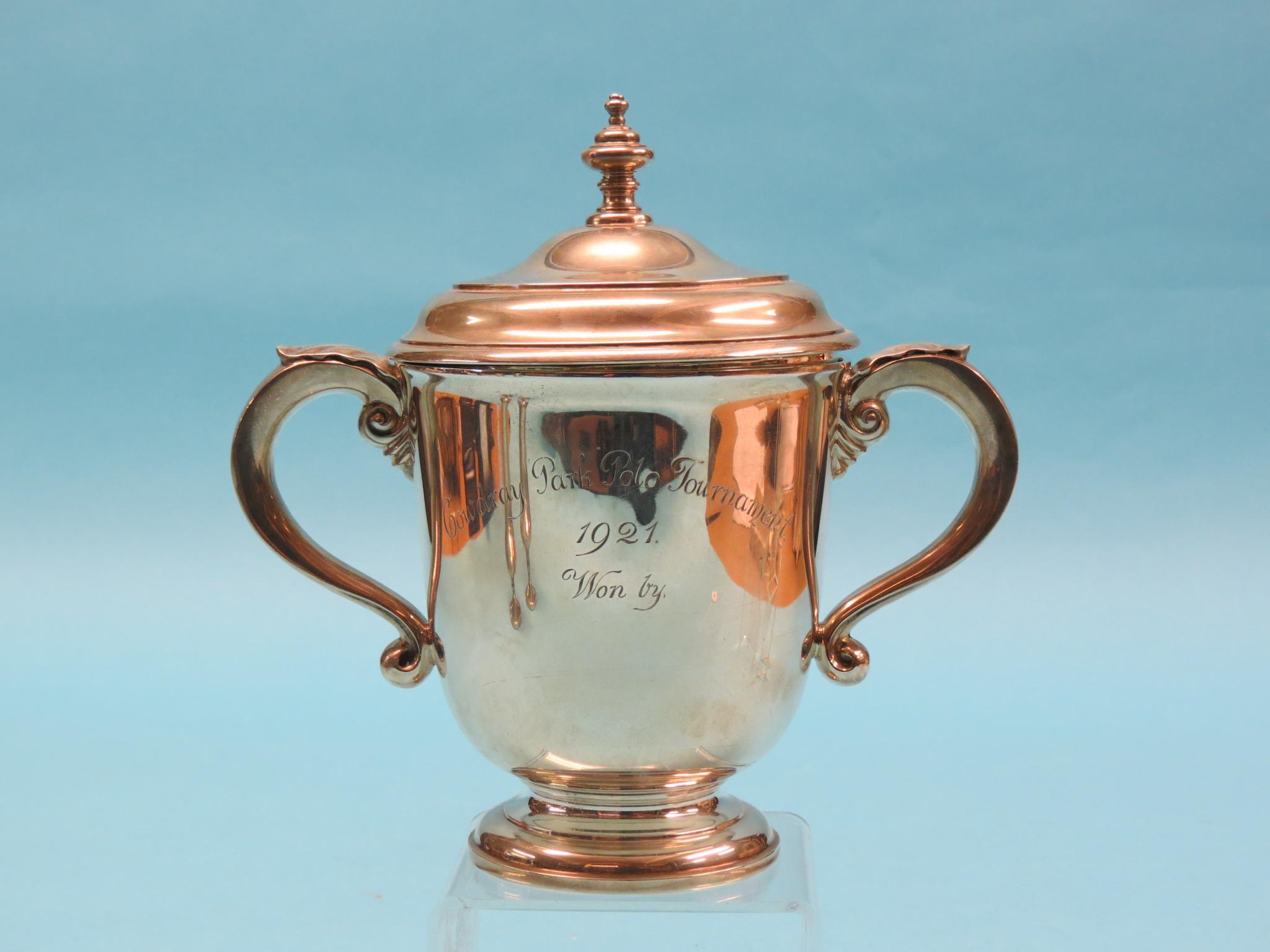 Appraisal: A silver trophy Cowdray Park Polo Tournament two-handled with cover