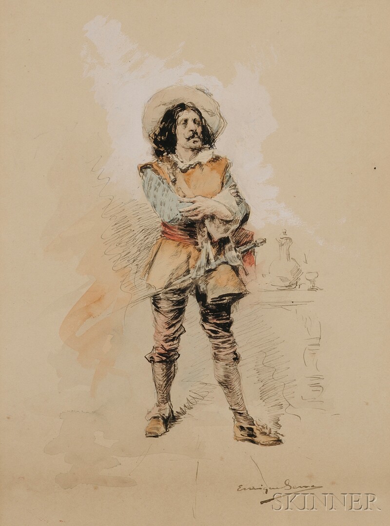 Appraisal: Enrique Serra y Auque Spanish - Sketch of a Cavalier