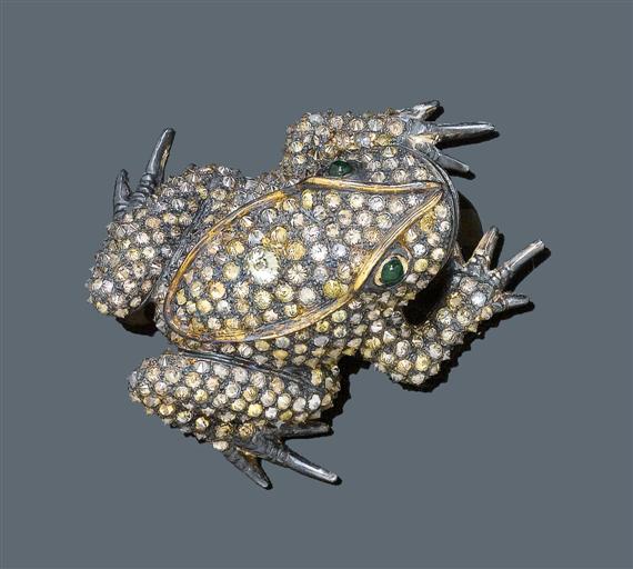 Appraisal: DIAMOND BROOCH ca Silver partially gold-plated Original very decorative brooch