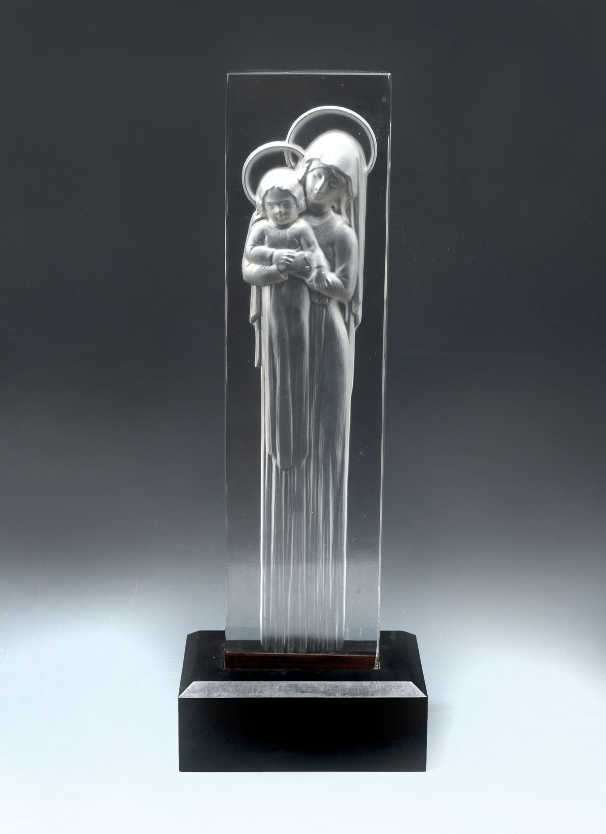 Appraisal: LALIQUE ''VIERGE A L'ENFANT'' Deeply etched Lalique Intaglio plaque of