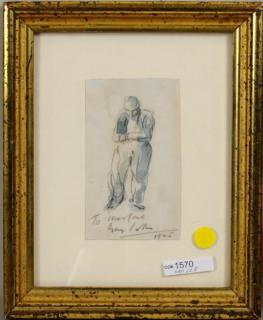 Appraisal: George Luks Figure Study Pencil Watercolor George Luks American -