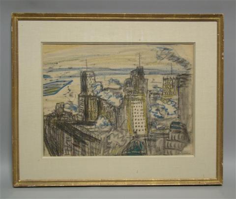 Appraisal: CARL SPRINCHORN AMERICAN - NEW YORK SKY LINE Pastel on