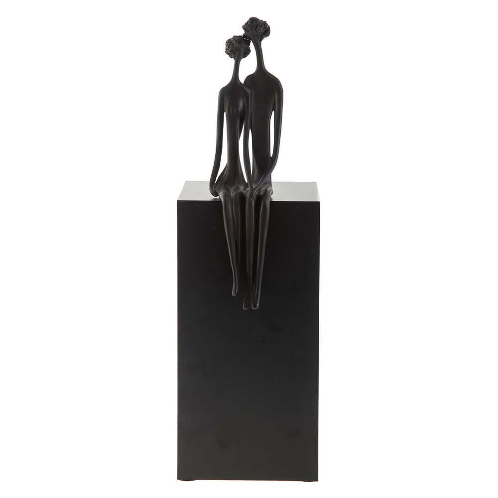 Appraisal: Ruth Bloch Lover's Israeli b Bronze sculpture with wooden pedestal