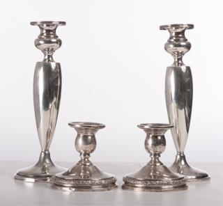 Appraisal: Sterling Silver Candlesticks Two Pairs Two pairs of sterling silver