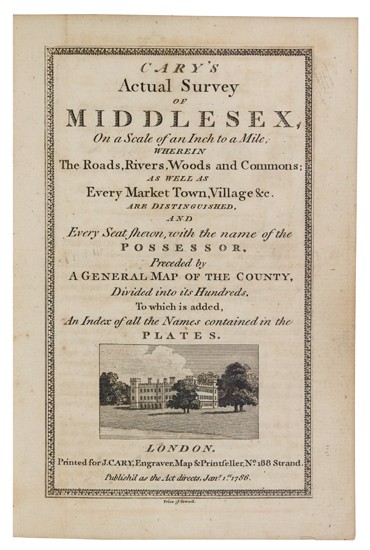 Appraisal: CARY JOHN Cary's Actual Survey of Middlesex Engraved title engraved