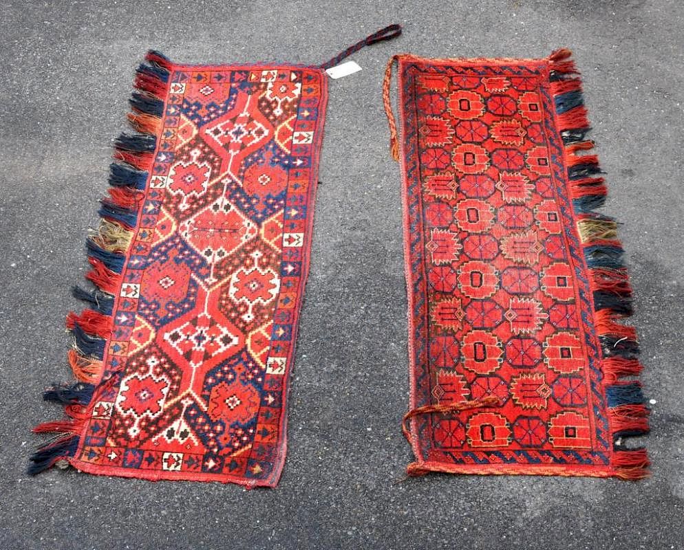 Appraisal: Two Kazak Tent Panels Two Kazak tent panels Pile wear