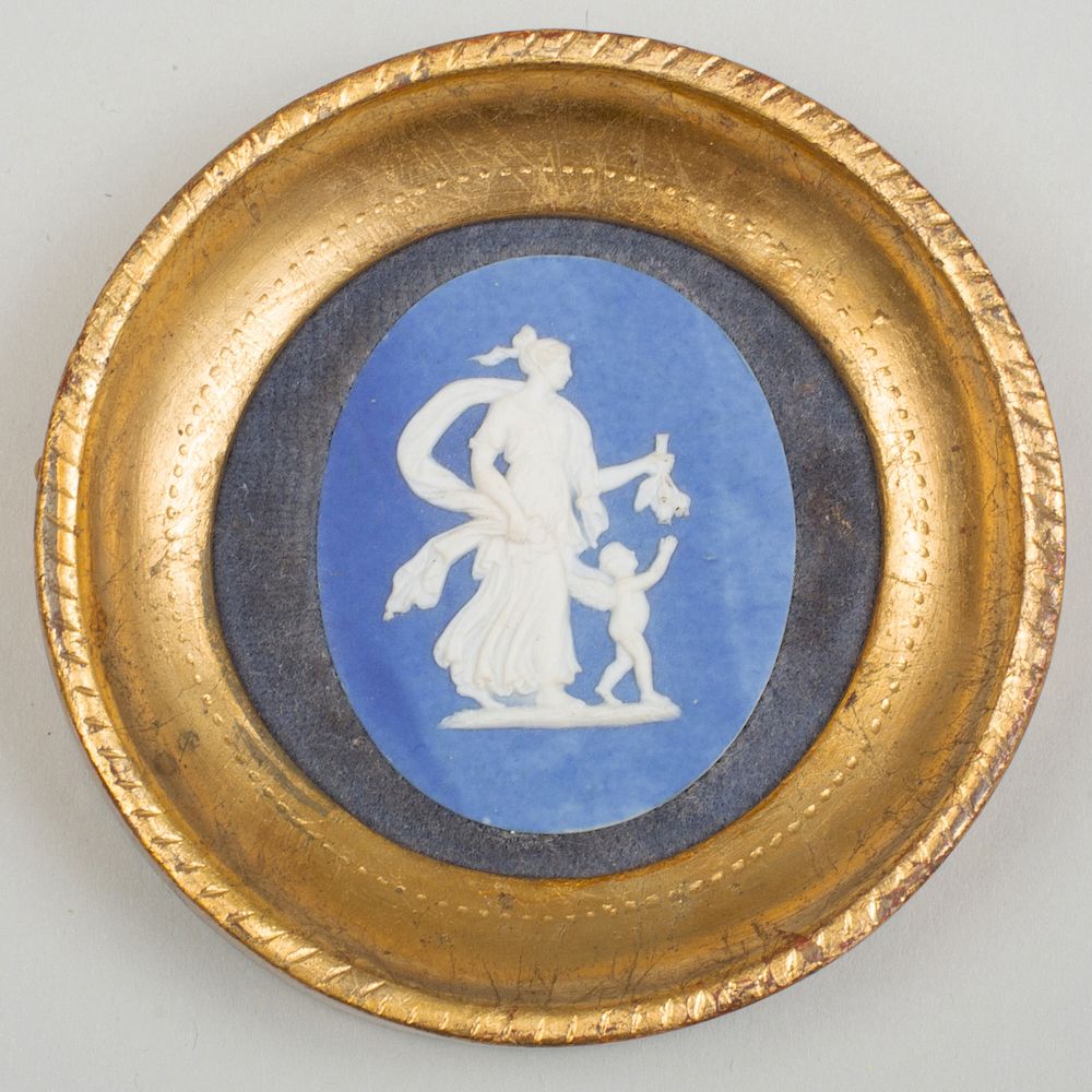 Appraisal: Wedgwood Bentley Blue and White Jasperware Oval Medallion of Cupid