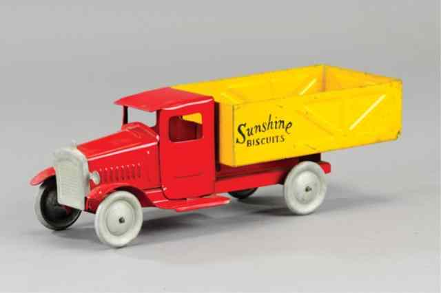 Appraisal: METALCRAFT SUNSHINE BISCUITS TRUCK Pressed steel red painted cab yellow