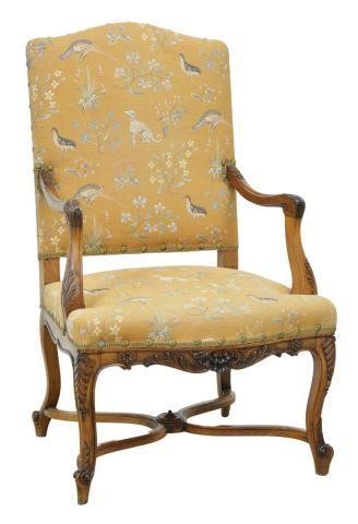 Appraisal: French Louis XV style upholstered armchair late th early th