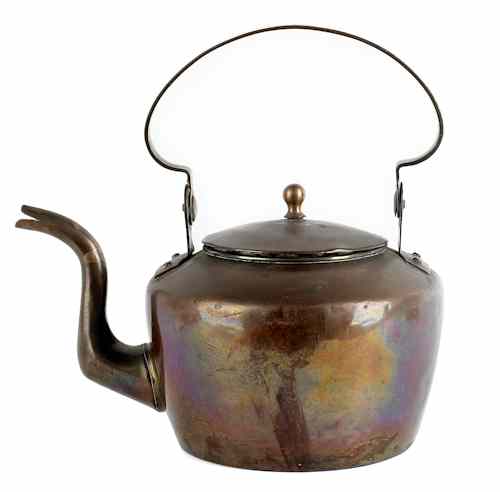 Appraisal: Christopher Raborg - Baltimore copper tea kettle the swing handle