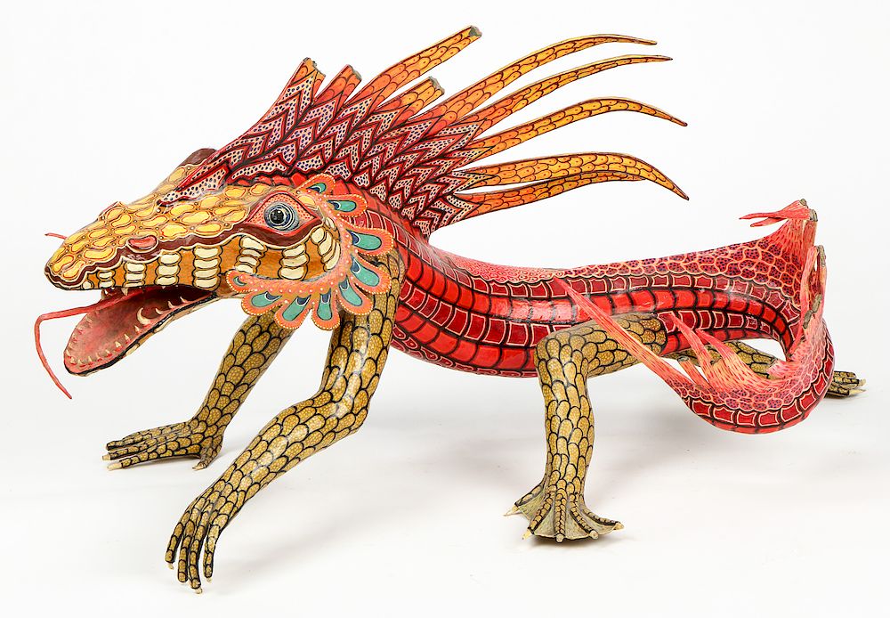 Appraisal: Large Mexican Mixed Media Papier Mache Alebrije Dragon Large Mexican